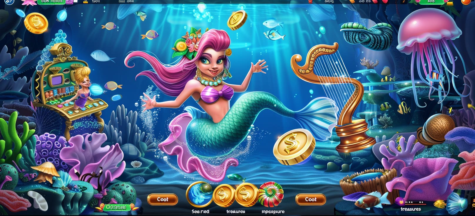 Caça-níqueis de sereia online com tesouros do mar no qq555 cassino